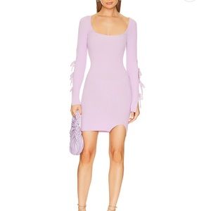 Abel Tie Mini Knit Dress in Purple